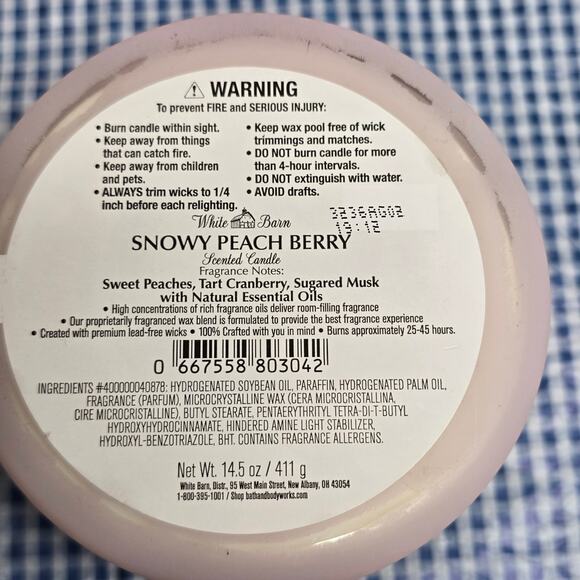 BBW Snowy Peach Berry Large 3 Wick Home Fragrance Candle - Picture 2 of 2